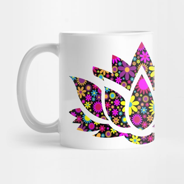 Silhouette of lotus flower in floral design by Montanescu